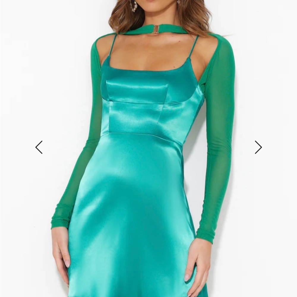 Hello Molly Green Satin Mini Dress